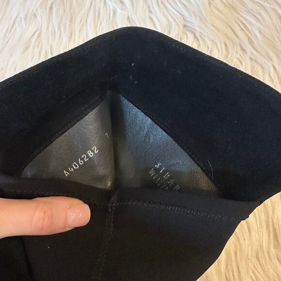Stuart Weitzman 5050 Over The Knee Boots Suede Leather Block Heel Flat Black - Picture 13 of 14